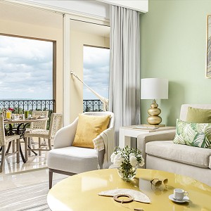 spacious living room and private terrace