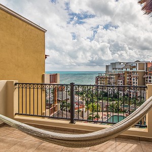 ocean front terrace with hanmock