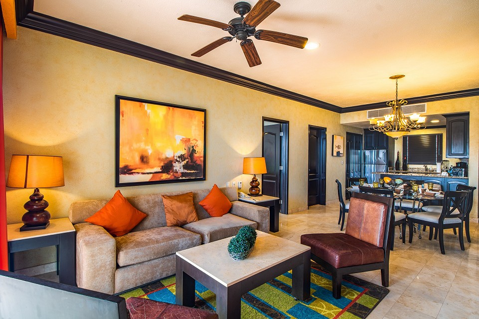 elegant dining area and spacious living room