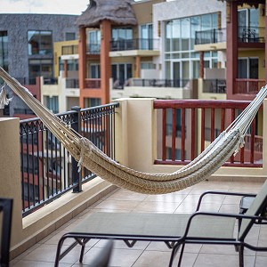 private terrace with hanmock