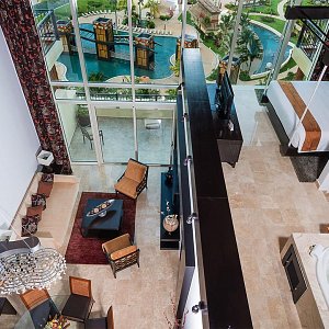 two bedroom loft with double height ceiling