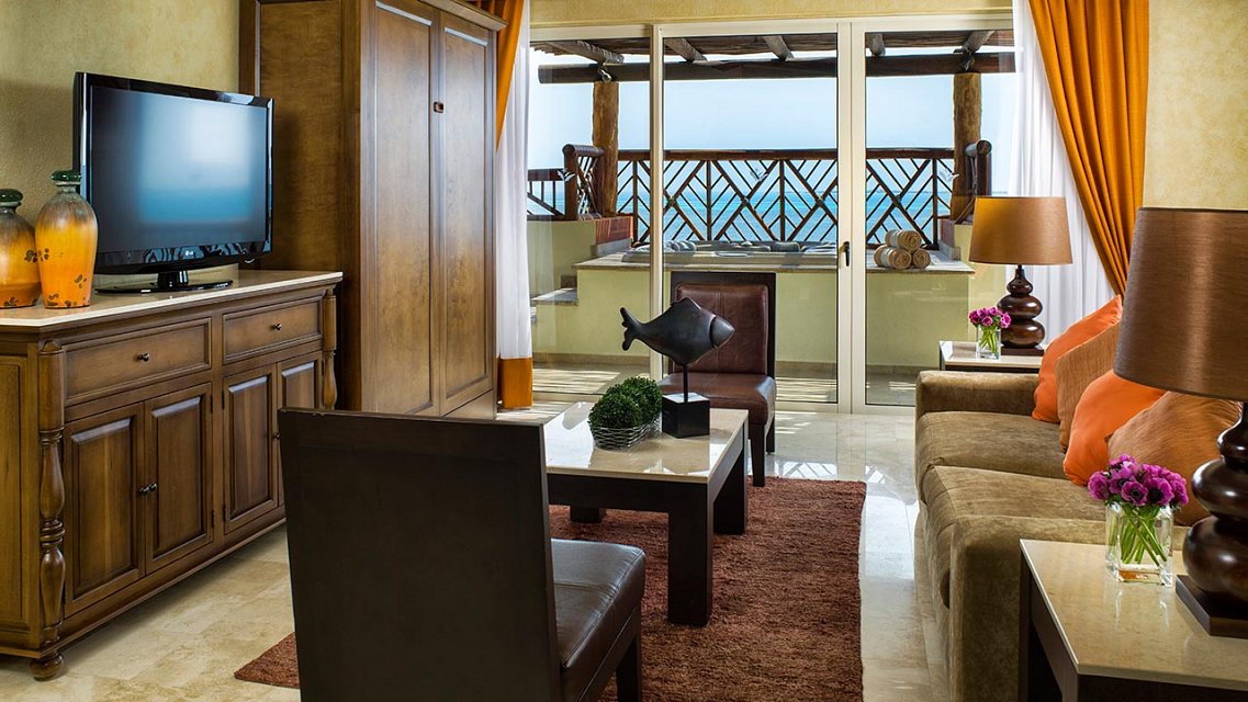 living room and beachfront terrace